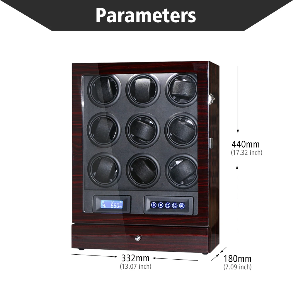 Ebony Высококачественная автоматическая коробка для намотки часов с питанием от