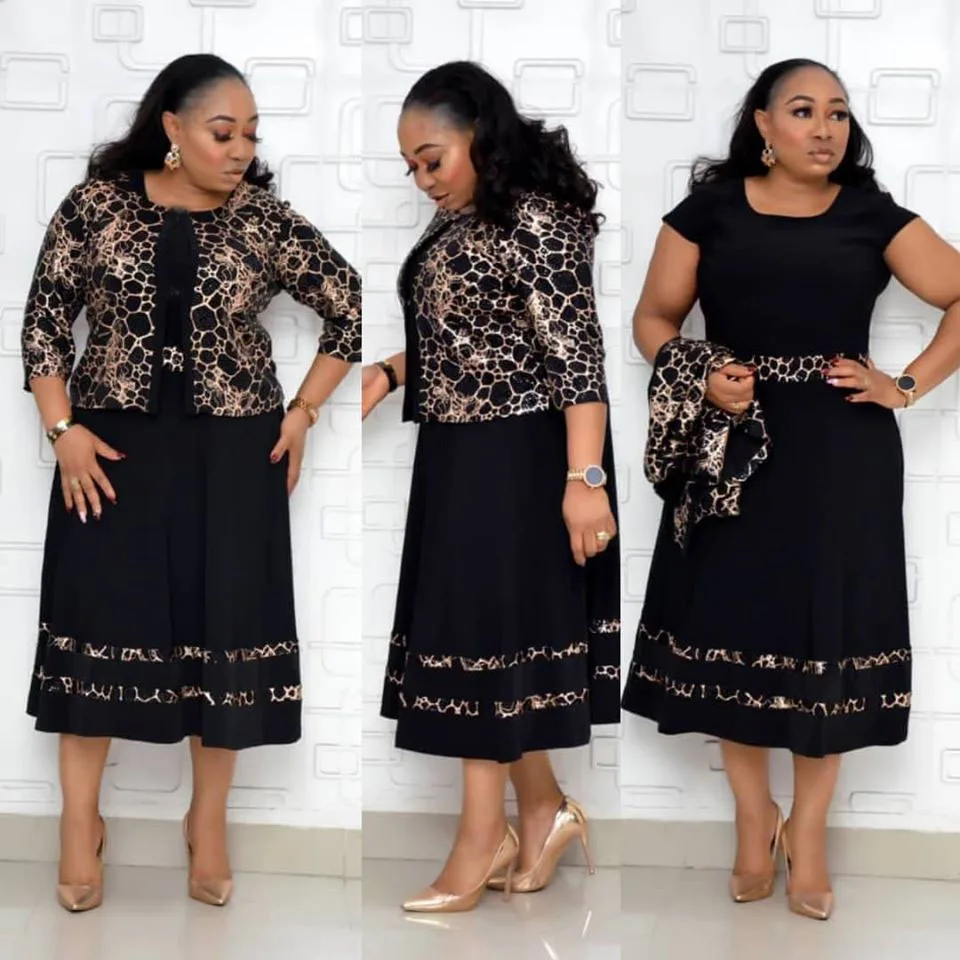 

African Dress for Women Dshiki 2 Piece Set Patchwork Office Ladies Plus Size Dress Autumn Print African Female Dress
