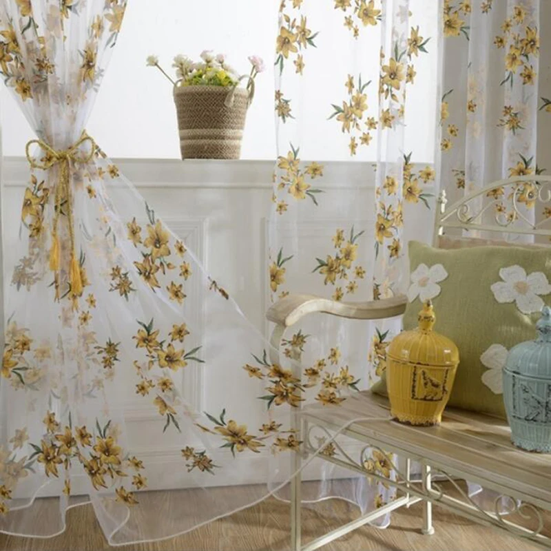 Новинка занавески с цветами элегантный вышитые отвесные для Гостиная занавес