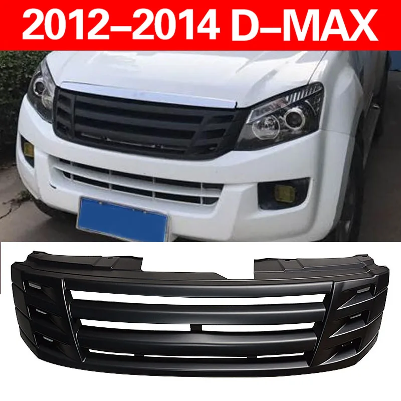 

Matte Black Front Racing grill grille ABS Replacement Grills Trims For ISUZU D-MAX DMAX 2012 2013 2014 Bumper Mask Mesh Cover