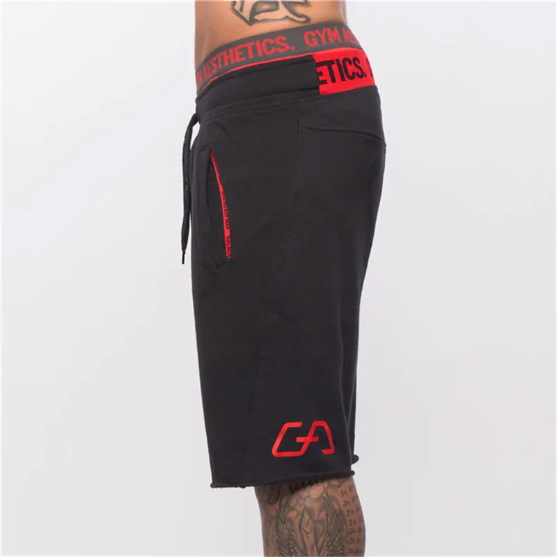 Mens gym cotton shorts Run jogging sports Fitness bodybuilding Sweatpants male workout training Brand Knee Length short pants | Спорт и