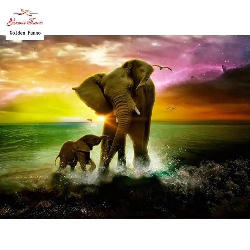 

Full Square Drill 5D DIY Diamond Painting \"Elephant family\" 3D Embroidery set Cross Stitch Mosaic Decor gift VIP