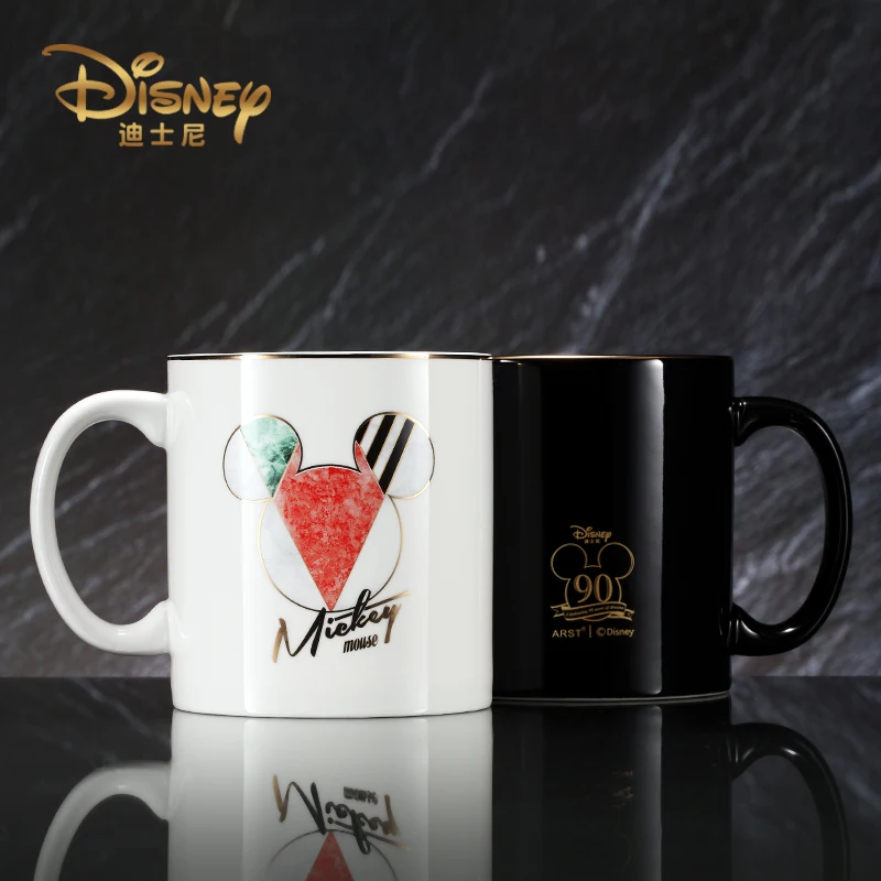 

Original Disney Fashion Mug Creative Gift Cup Free Spoon with Lid Mickey Limited Water Cup Cartoon Ceramic Cup