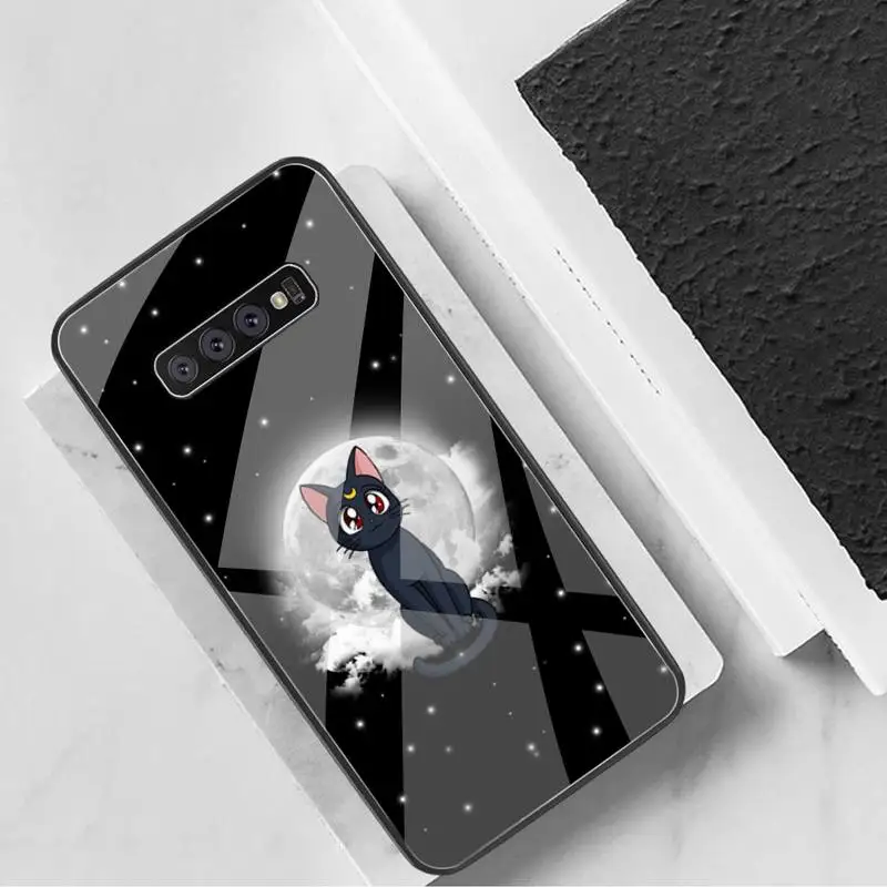 

Dabieshu Anime sailor moon cat couple Luxury Phone Case Tempered Glass For Samsung S20 Plus S7 S8 S9 S10 Plus Note 8 9 10 Plus