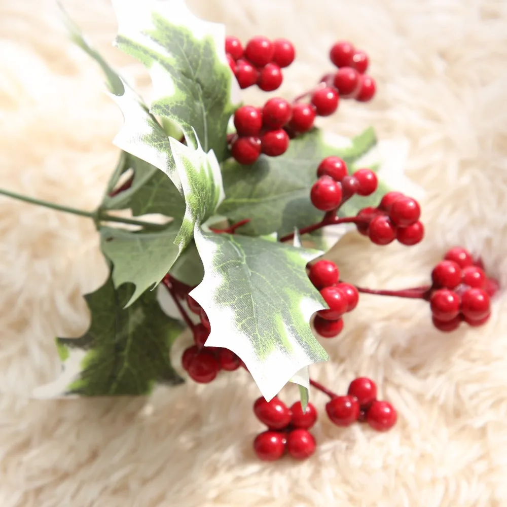 1 pcs artificial berry green bean foam flowers home decor small fake flowers bacca fruit branch decoration accessories fake plan