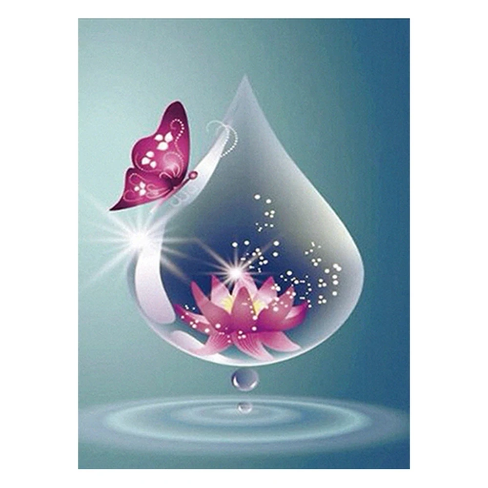 

New Hot Sale Full Square/Round Diamond 5D DIY Diamond Painting "Lotus Butterfly Zen" Embroidery Cross Stitch Home Decoration Wal