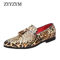 zyyzym spring summer new men loafers leopard flat fashion tassel set foot single shoes large size eur 38 48