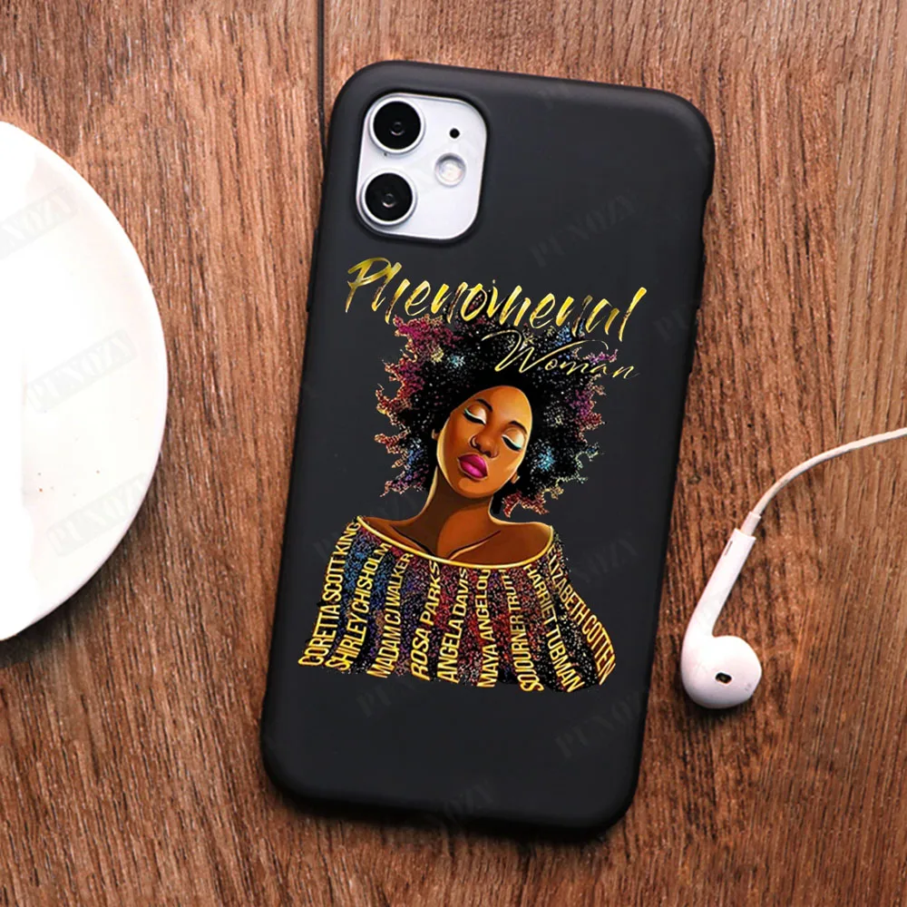 

PUNQZY Melanin Poppin Queen Case For iPhone XR XS MAX 11 PRO MAX7 6s 8 PLUS Black Girl Magic rock Soft TPU Case HOT Summer Case