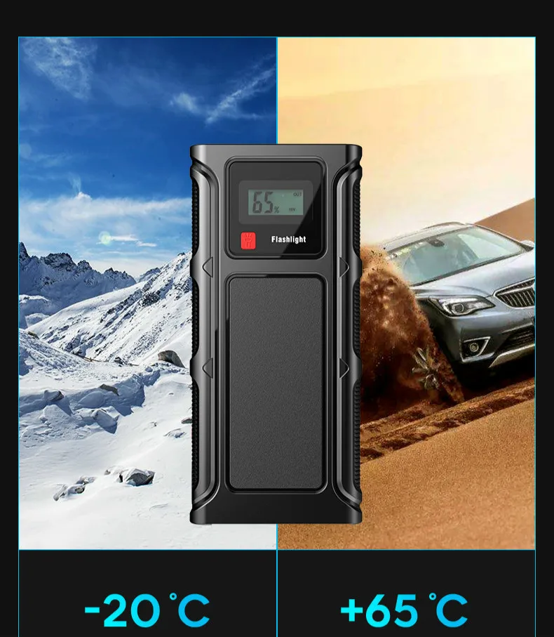 

2000A Peak 12V Car Jump Starter LED Flashlight Power Bank Auto Battery Supply Power 2USB QC3.0 SOS