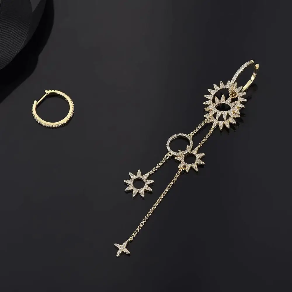 Лучший подарок женские серьги новые асимметричные длинные с солнечным цветком