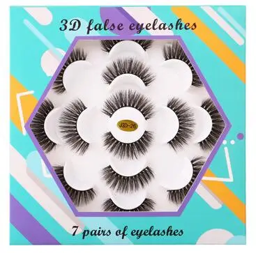 Handmade reusable false eyelashes 7 pairs set thick natural long lightweight fake lashes extensions 20sets/lot DHL Free