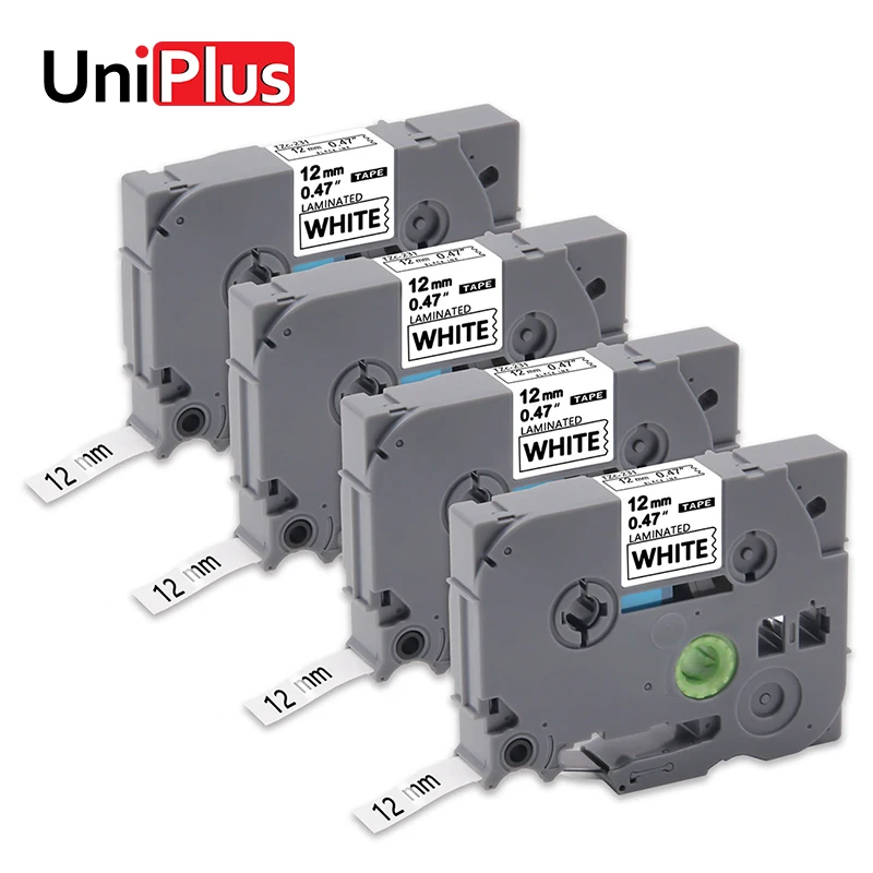 UniPlus 4 шт. черно белые наклейки для принтера этикеток Brother PT 12 мм|Ленты принтеров| |