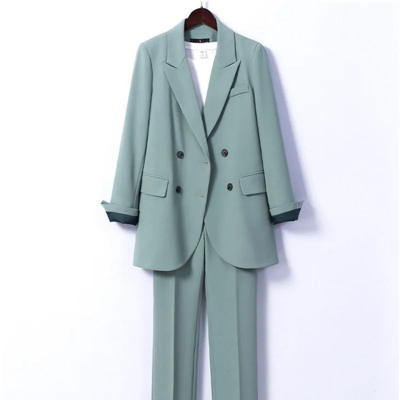 

Vintage Office Wear Women Suits Female Simple Solid Color Three-piece New High-quality Double-breasted Female Jacket Slim Pants