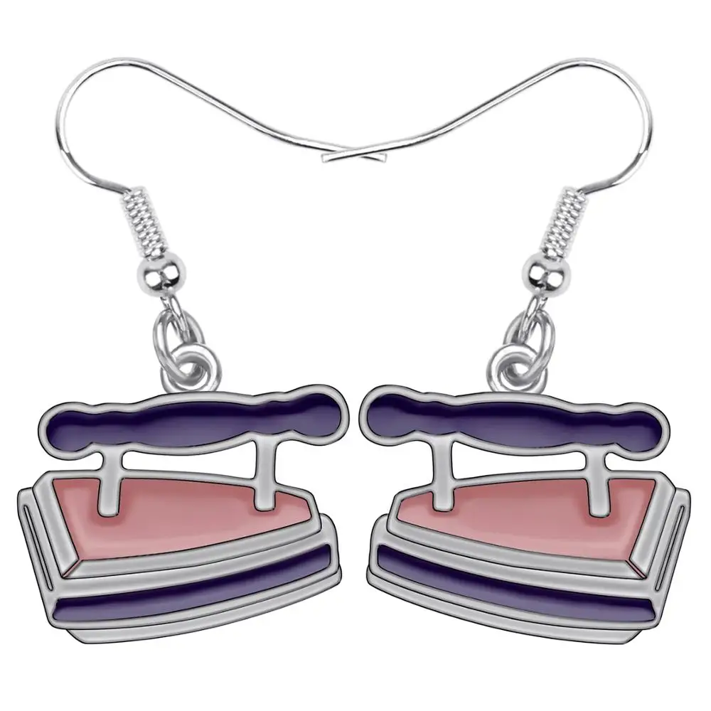 Bonsny Fashion Big Long Enamel Alloy Iron flatiron Tools Dangle Drop Earrings 2018 News Jewelry For Girls Women | Украшения и