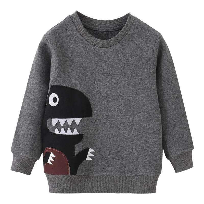 

Jumping Meters New Arrival Boys Sweatshirts Autumn Spring Dinosaur Applique Cotton Long Sleeve Baby Clothes Hot Hoodies Tops