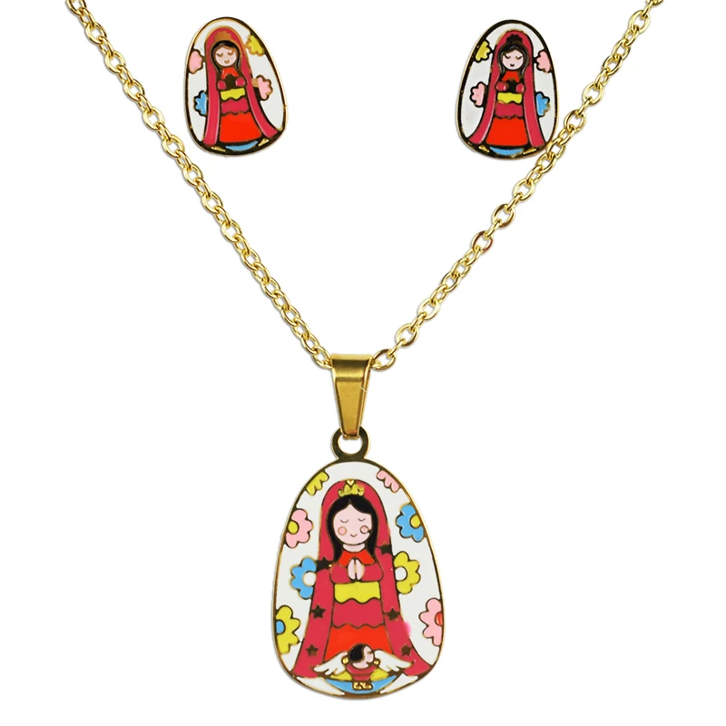 Колье с кулоном религиозной символикой серьги ювелирные наборы нержавеющая