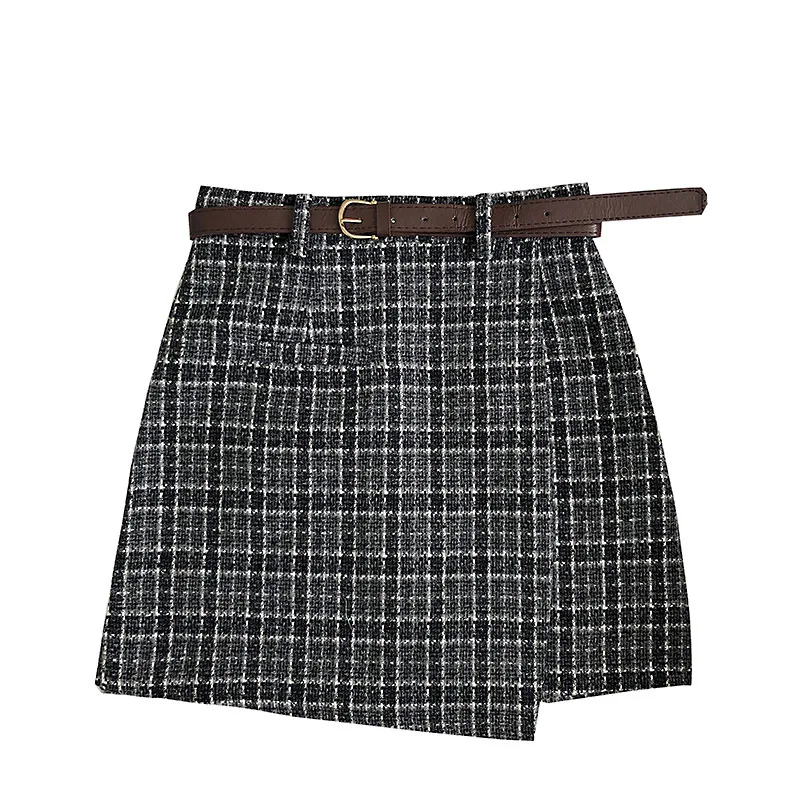 Корейская Асимметричная Женская юбка Осенняя Милая Мини-юбка трапециевидной