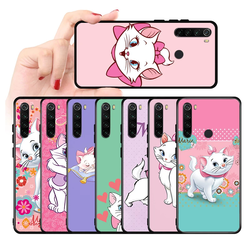 

For Xiaomi Redmi Note 5A 5 6 7 8T 8 9T 9S 9 10 10S 11 Prime Pro Max Plus Disney cute Marie Cat Black Soft TPU Phone Case