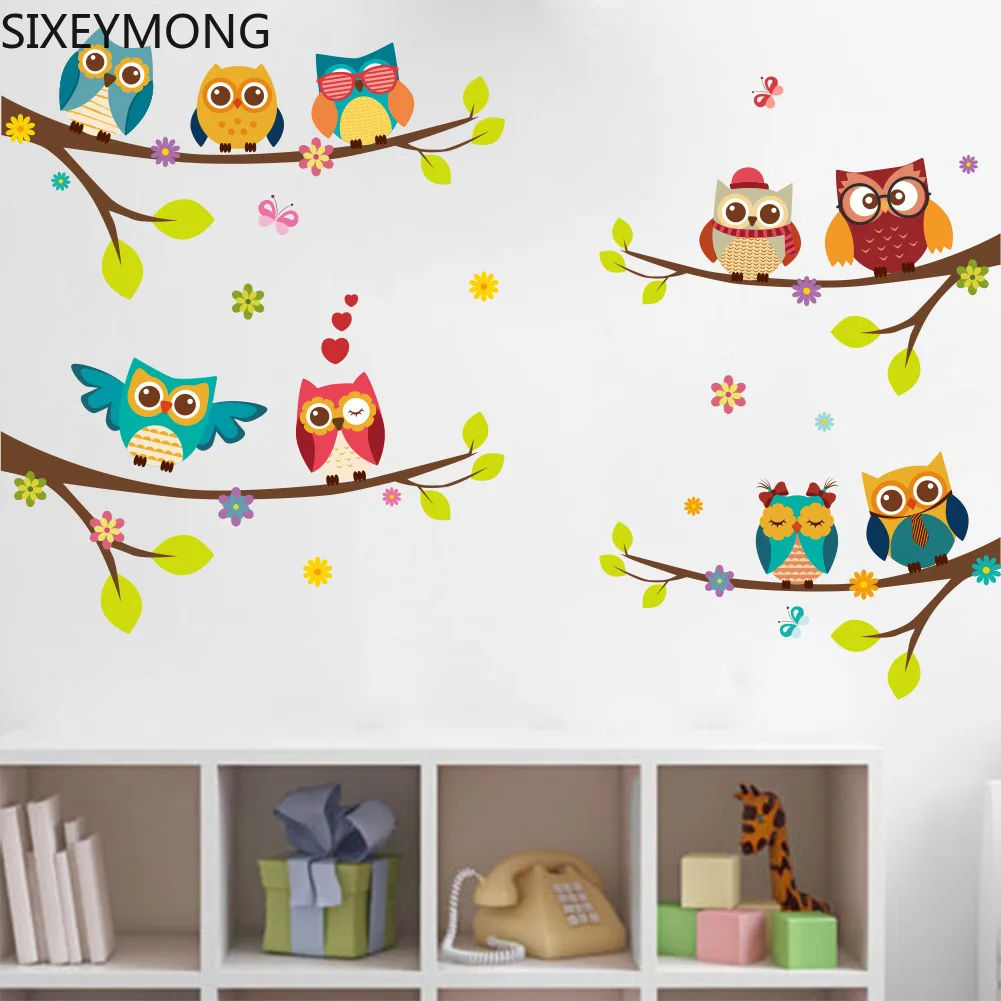 

Cartoon Owl Branch Children Room TV Wall Decoration Wall Sticker