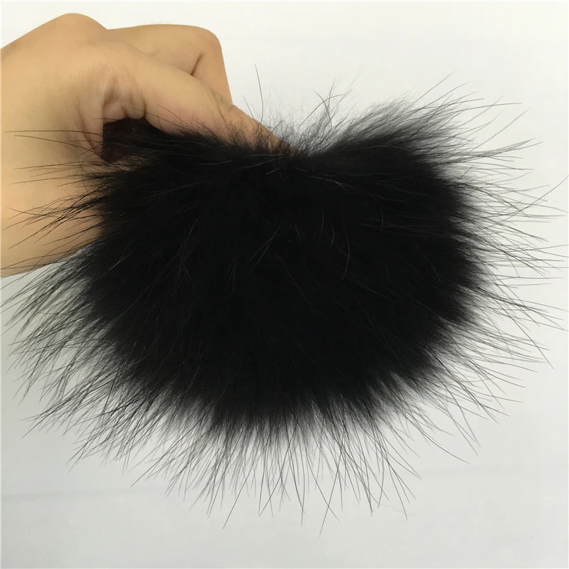 Настоящий мех енота помпон брелок Настоящий мех Кепка с помпонами зима DIY Многоцветный мех шарики для обуви сумки аксессуары с кнопками
