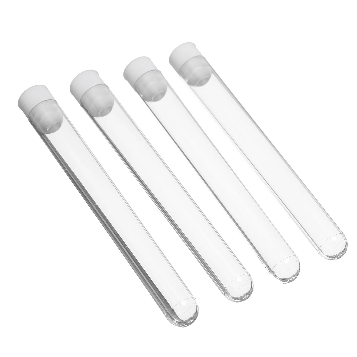 100Pcs Clear Plastic Test Tube With Cap 12x100mm U-shaped Bottom Long Transparent Lab Supplies |