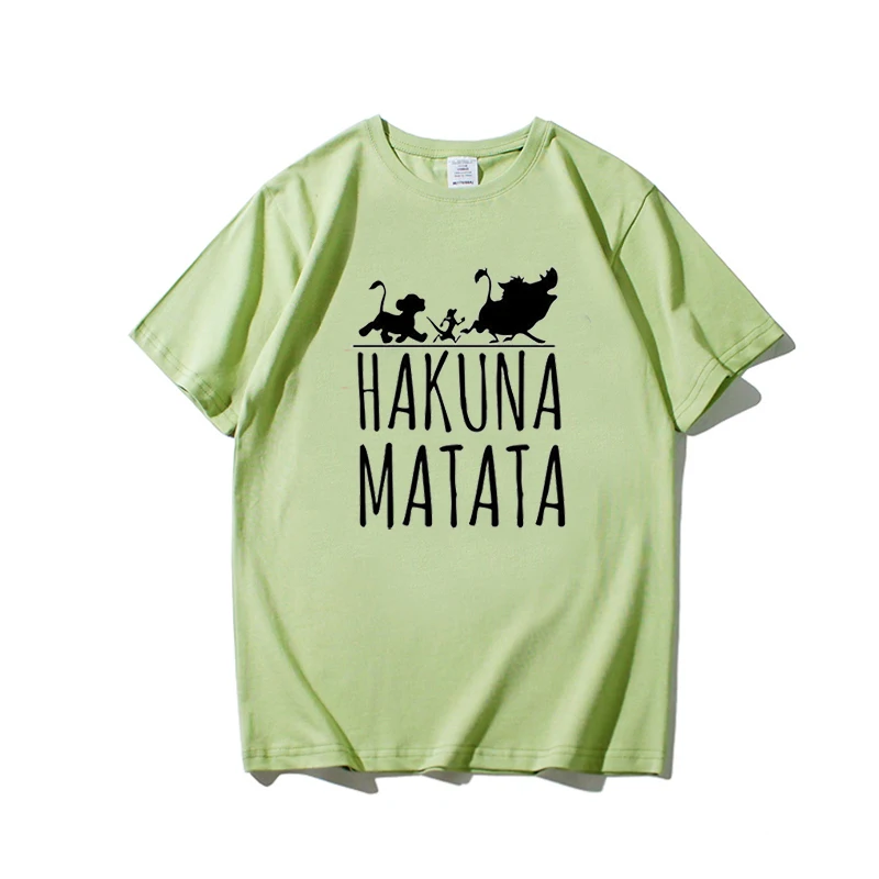hakuna green Графическая женская футболка, футболки, эстетическая одежда ulzzang, Корейская одежда для женщин, мультяшный аниме, забавный стиль, женская футболка - Цвет: hakuna green