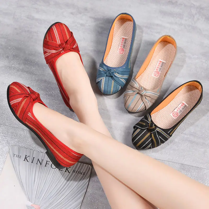 Women Casual Boat Shoes Ladies Slip On Ballet Flats Comfy Soft Canvas Loafers Zapatos Mujer Walking Footwear 2021 Spring New