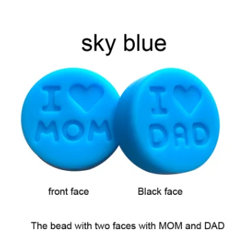 Blue Новинка 100 шт я люблю маму Силиконовые Прорезыватели свободные бусины плоской круглой формы жевательные бусины для DIY соска для зубов Шарм Детские зубные кольца - Цвет: Blue