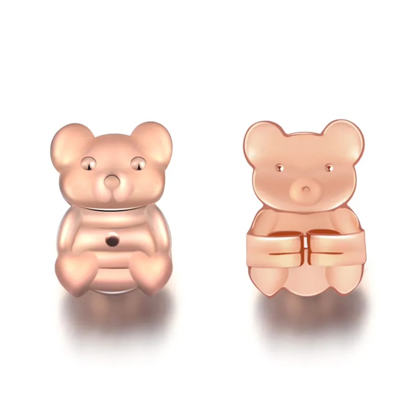 rose gold bear Новые модные серьги с маленьким медведем, поддерживающие гипоаллергенные серьги, подъемные подъемники, подходят для всех почтовых застежки для сережек - Цвет: rose gold bear