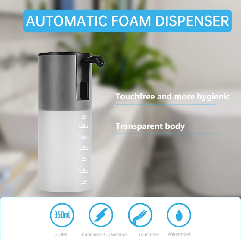 

New Non-contact Automatic Soap Dispenser Battery-powered Smart Foam Machine Infrared Sensor Soap Dispenser Bathroom Accessories