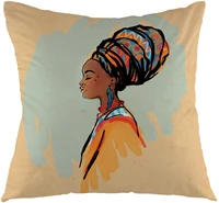 african woman home pillowcase with earrings pillowcase square cushion cover sofa bedroom living room dormitory decoration yellow