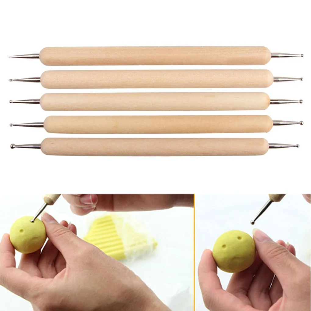 5 шт./компл. перо для тиснения ногтей деревянный шариковый стилус инструмент