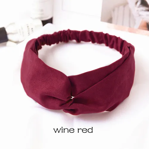 suede wine red Замшевая твист эластичная повязка на голову для женщин девочек Бохо шифон узел повязка на голову тюрбан с цветком повязка на голову аксессуары для волос - Цвет: suede wine red