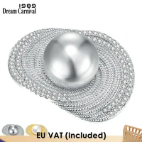 dreamcarnival1989 new dazzling women brooch zirconia pearl brooches coat suit collar pins accessories for parties ladies wp6848