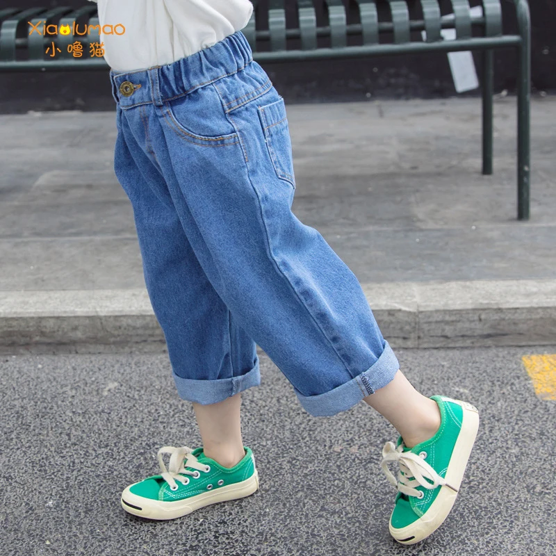 Джинсы для девочек джинсы детей штаны школьные брюки джинсовые маленьких одежда