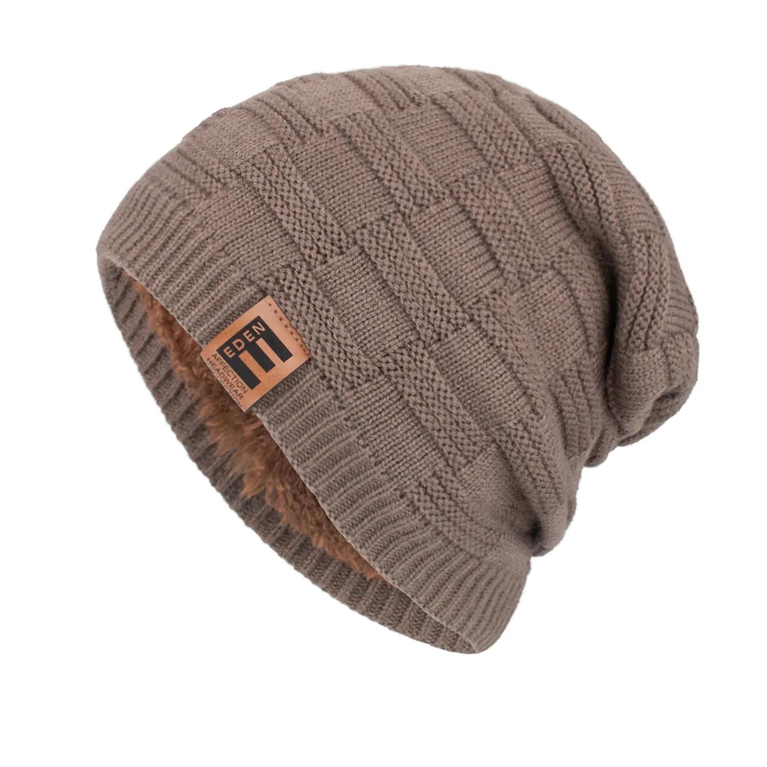 

Hat Korean Style Fashionable Knitted Woolen Cap Winter Fleece-Lined Thermal Head Cover Men's Outdoor Hat Cotton Adult Unisex