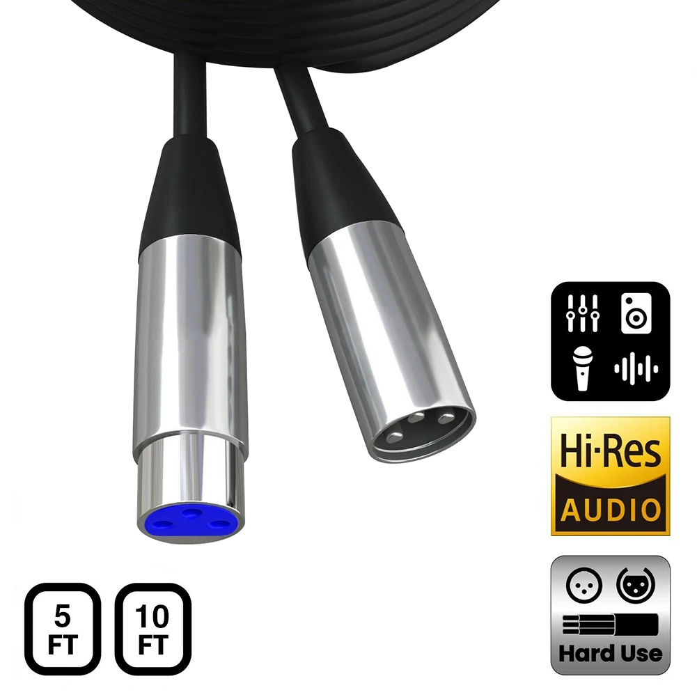 

3Pin Male To Female Extension Cable Shielded Durable Low Loss Male To Female PVC XLR Microphone Cable Mic Accessories