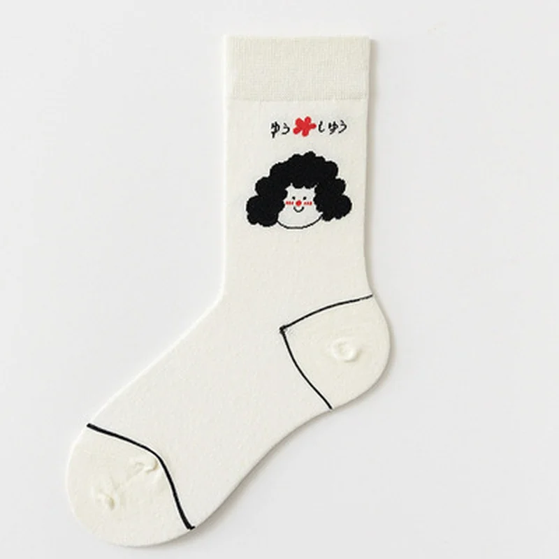 

Women Ins Cartoon Japanese Patterned Short Funny Socks Cotton Casual Joker Socks For Ladies Solid College Wind Concise Sox Tide