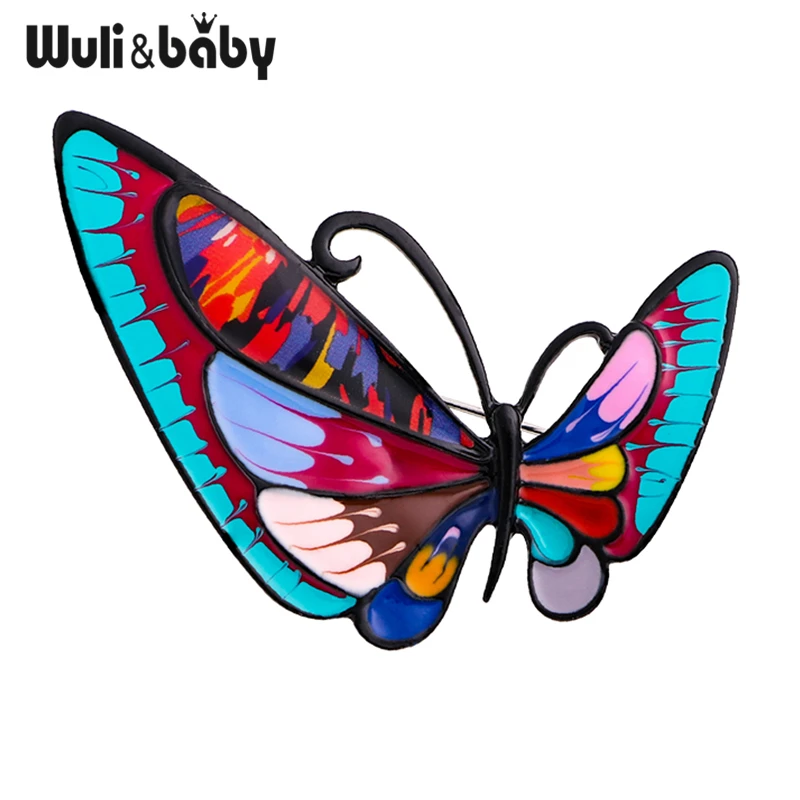 Женская Брошь-бабочка Wuli & baby 4 цвета эмалированная брошь в форме бабочки с