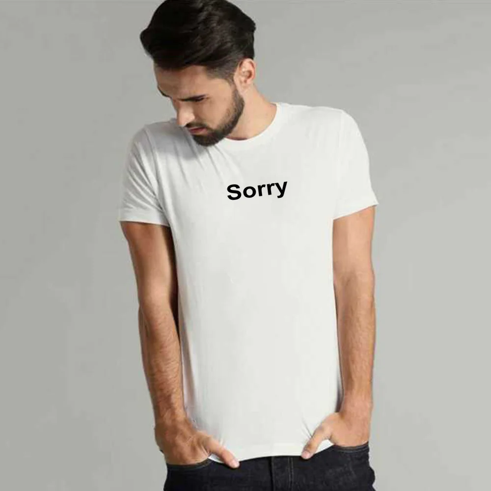 Graphic Tees Men with Sorry Letter Print Summer Short Sleeve Round Neck T Shirts Harajuku Streetwear Tops Funny Clothing 2020