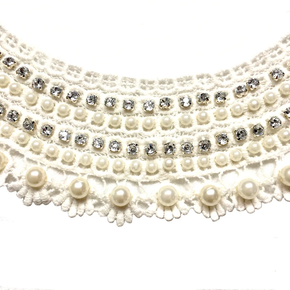 1 шт. белый вышитый бисером хлопковый кружевной воротник кружевом тканевый