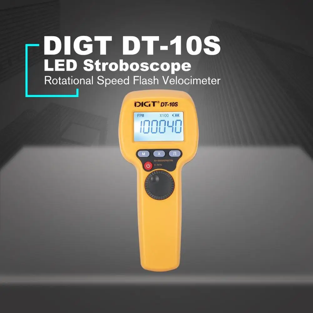 

Дигт DT-10S 7,4 V 2200 мА/ч, 60-99999 стробоскопических источников света/мин 1500LUX рукоять светодиодный стробоскоп вращения Скорость измерения флэш-вел...