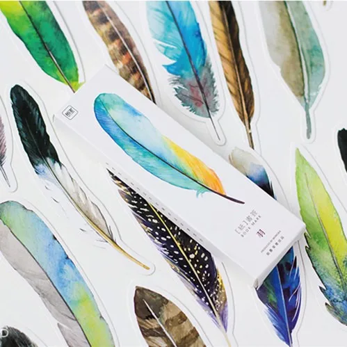 30 шт./лот милые Креативные красочные перьевые бумажные закладки канцелярские