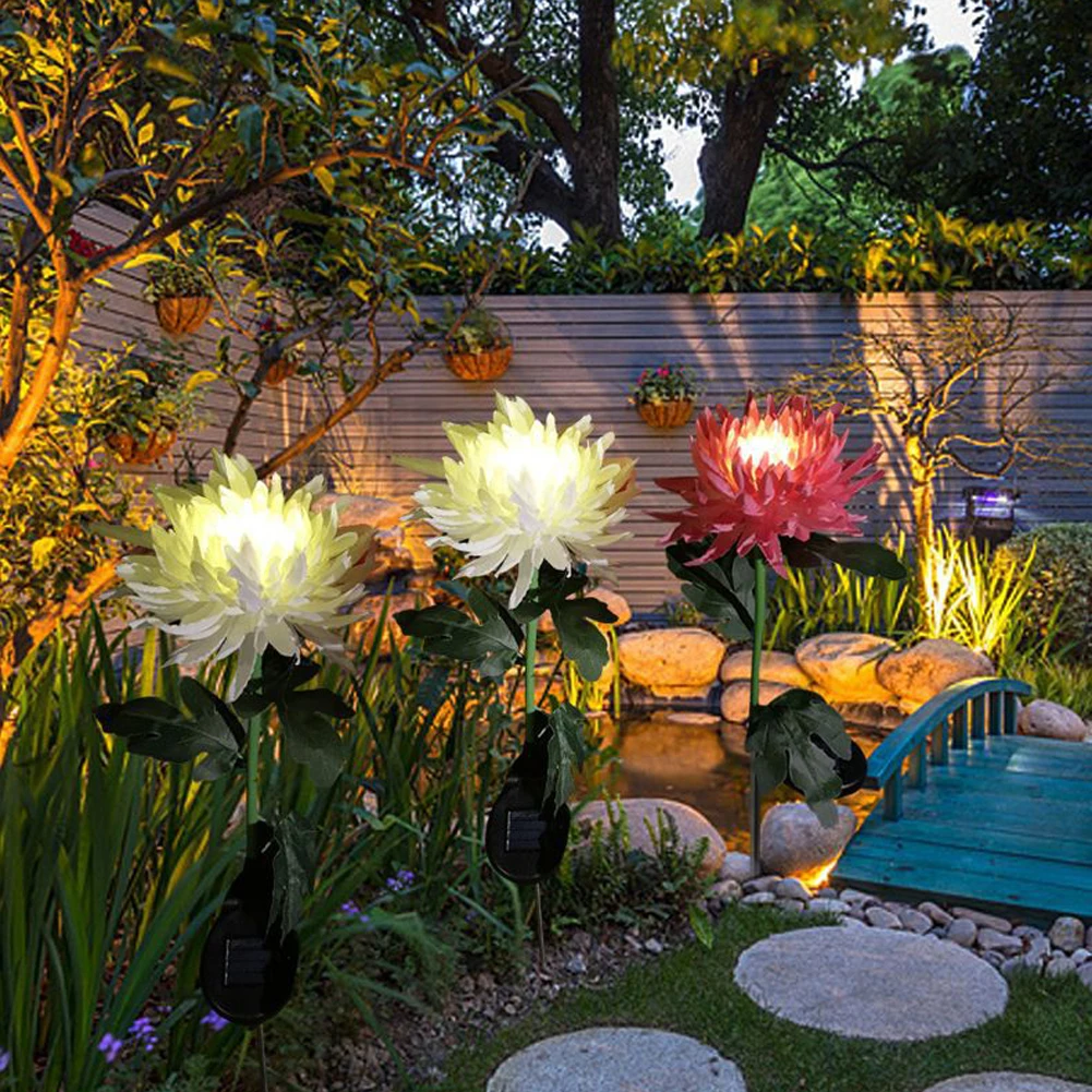 

Solar Powered Chrysanthemum Light LED Outdoor Simulation Flower Lamp Garden Patio Lawn Terrace Decoration Landscape Lights