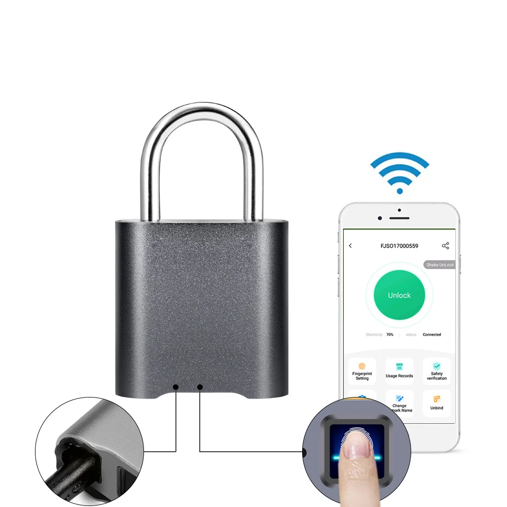 FUERS Мини Смарт отпечатков пальцев Bluetooth висячий замок с ключами домашней безопасности приложение общий замок для IOS Android Водонепроницаемый Открытый Крытый