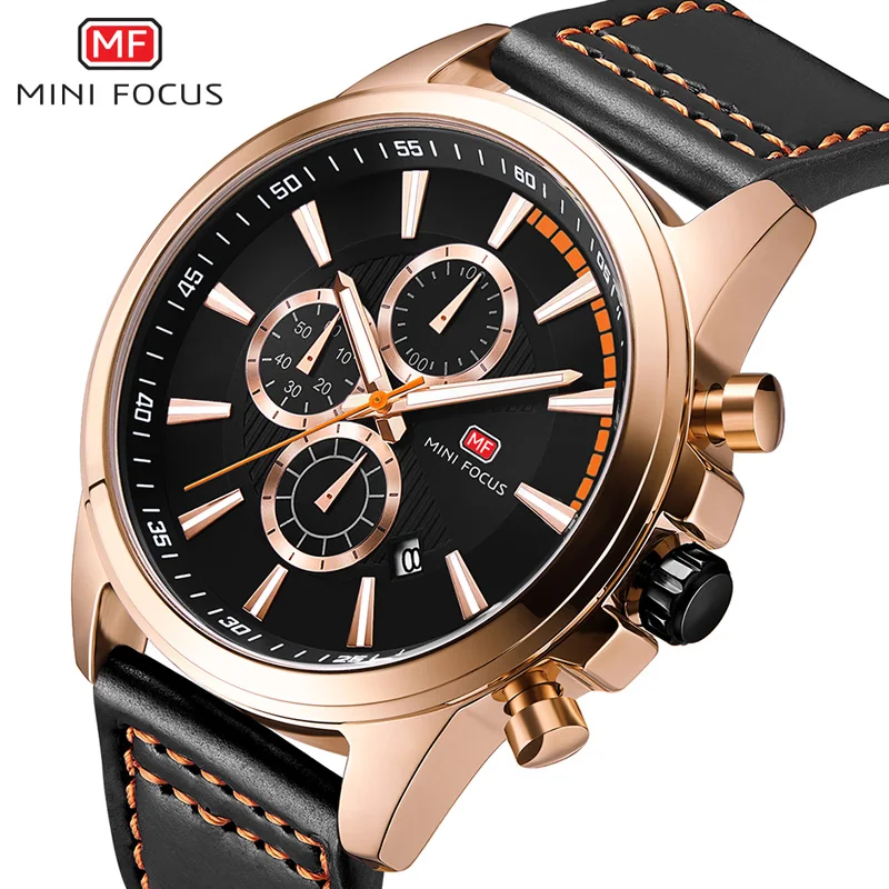 

MINI FOCUS Popular Logo Sport Multi-Functional Business Men's Watch Calendar Luminous Waterproof Men Watch