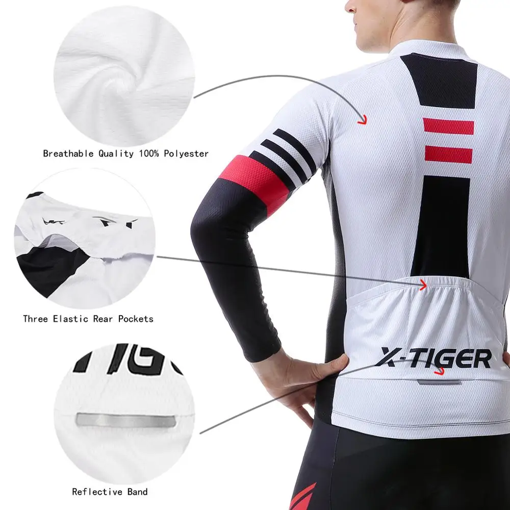 X Tiger длинный рукав Велоспорт Джерси набор весна MTB велосипедная Одежда для