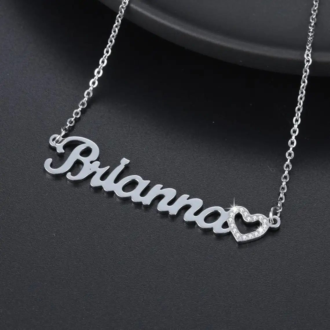 

Personalized Zirconia Heart Custom Name Pendant Necklaces Stainless Steel Letter Nameplate for Women Customized Necklace