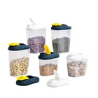 Заводская Прямая поставка кнопки прозрачные зерновые банки пластиковые Кухонные Герметичные банки для хранения закусок коробка для сухофруктов
