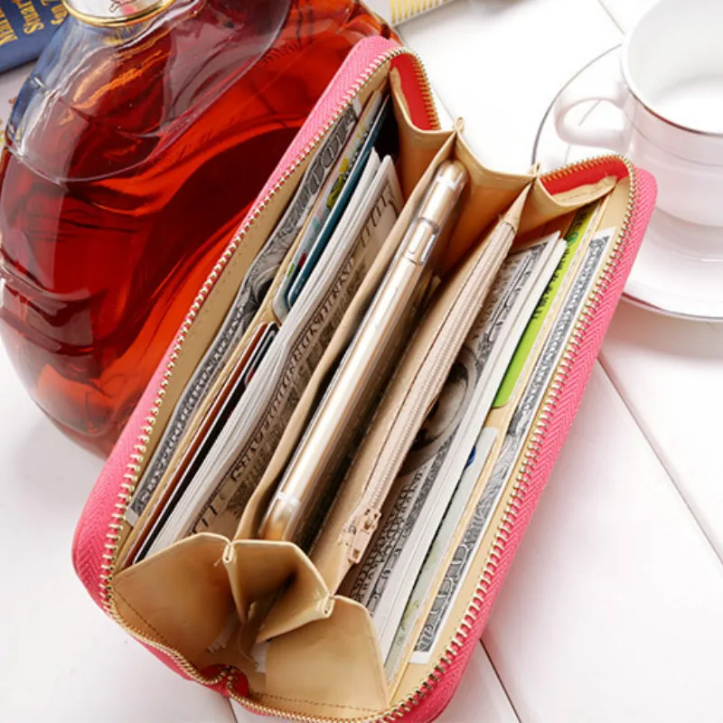 

Cards Holder Wallet Ladies Cute Bowknot Women Long Wallet Pure Color Clutch Bag 2020 New PU Leather Purse Phone Card Holder Bag